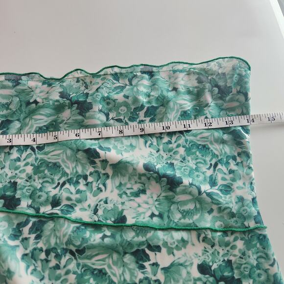 Showpo Brunetta Strapless Bodycon Midi Dress 4 Green Floral Summer Boho Luxe - Picture 9 of 12